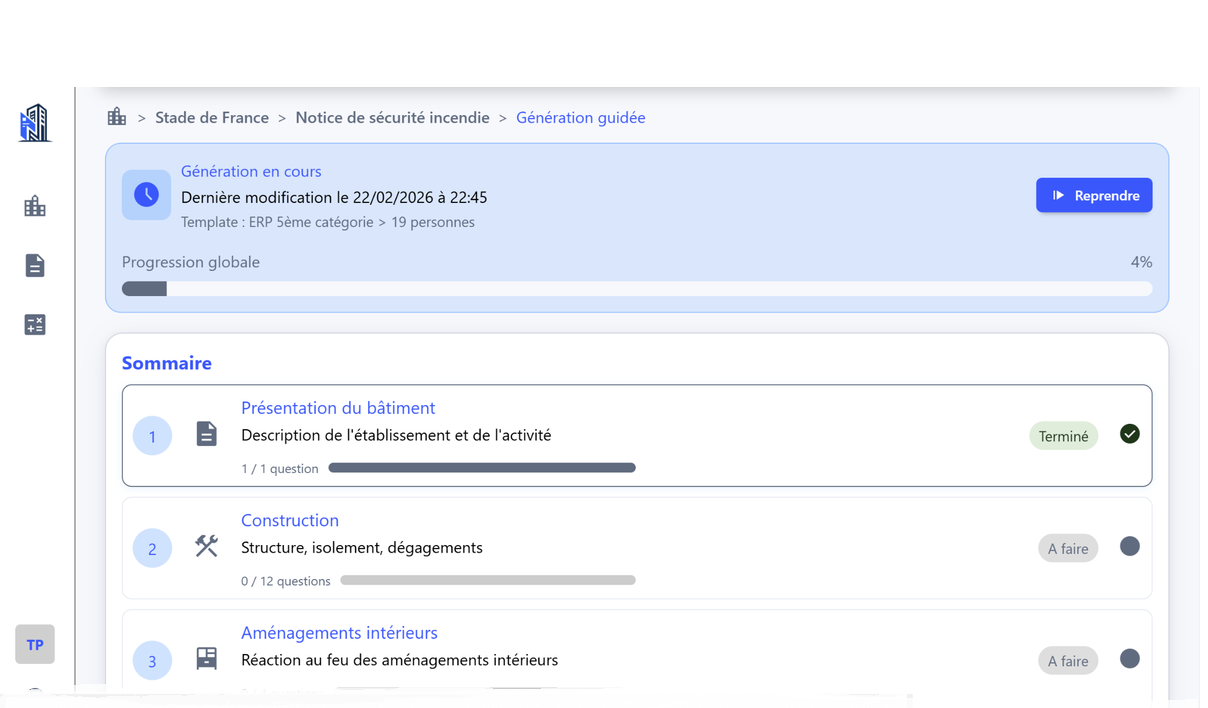 Capture d'écran : Sommaire de la notice
